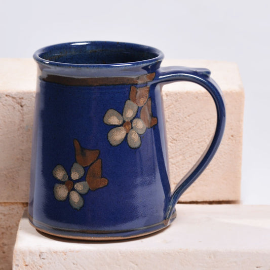 Blue Flower Beer Mug