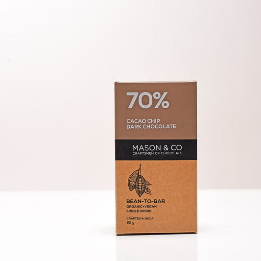 70% Cacao Chip Dark Vegan Chocolate Bar - (Set of 3)