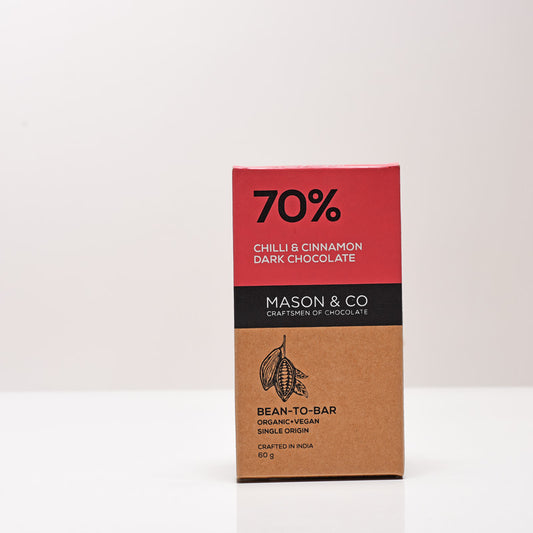 70% Chilli & Cinnamon Dark Vegan Chocolate Bar  - (Set of 3)