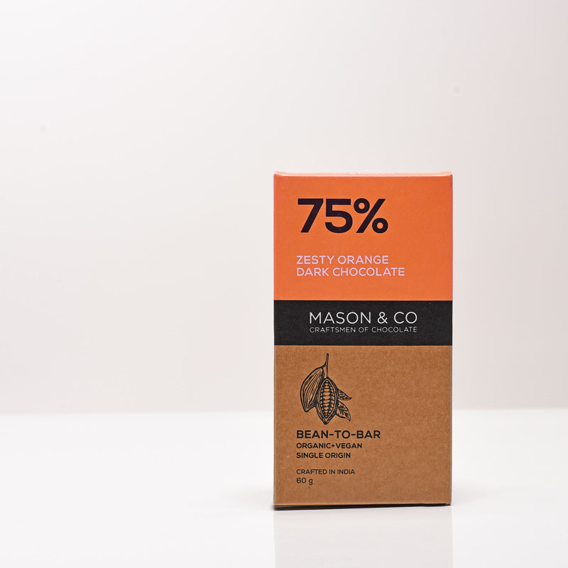 75% Zesty Orange Dark Vegan Chocolate Bar - (Set of 3)