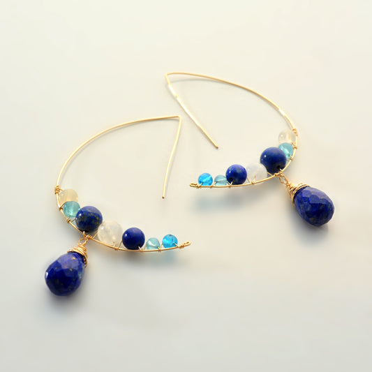 Gemstone Earring - Half Hoop