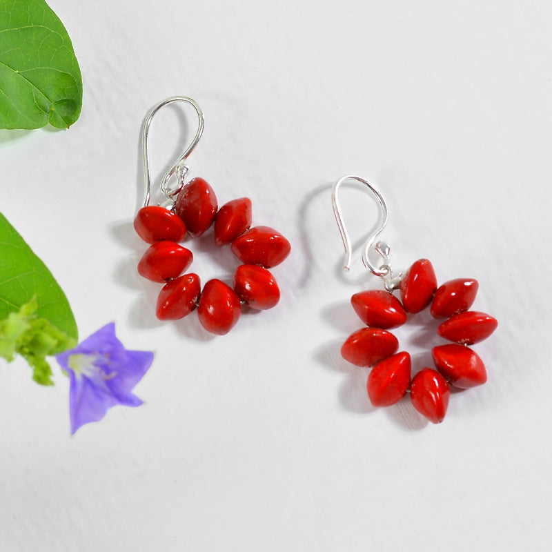 Seed Earrings - Red seeds round design