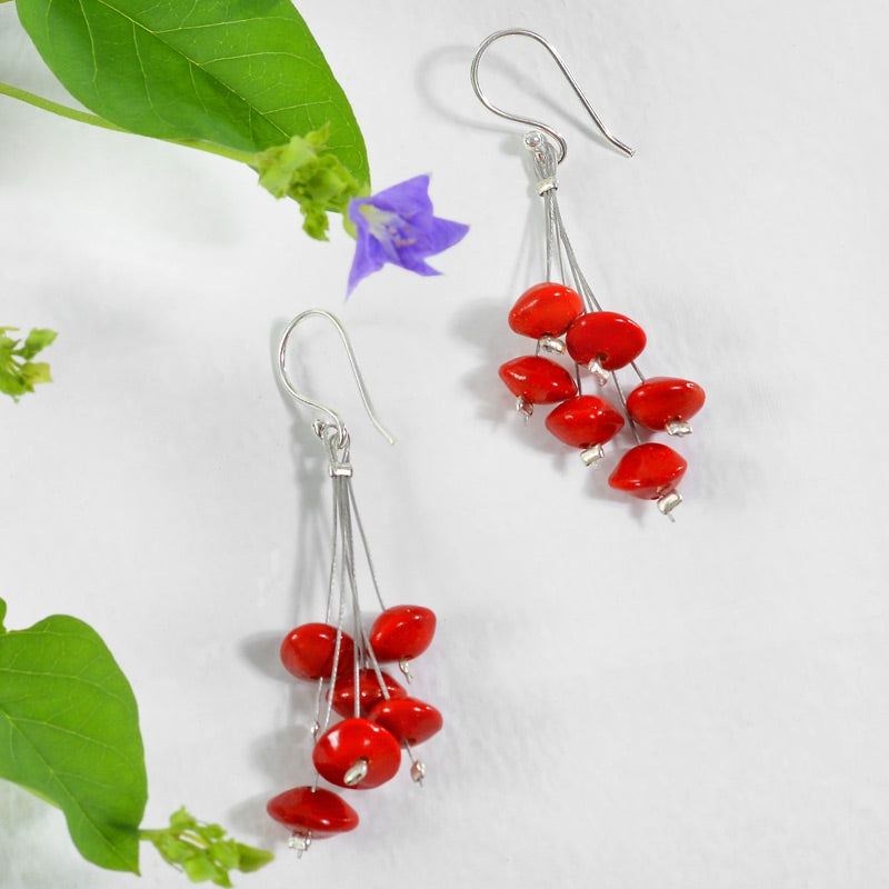 Seed Earrings - Red seeds long design