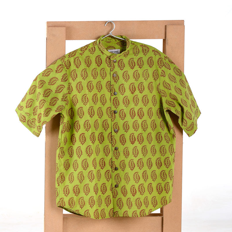 Bagh Block Print Shirt Yellow and Green