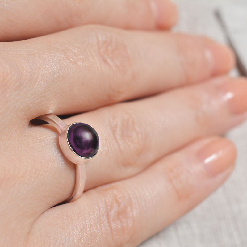 Black Pearl Silver Ring