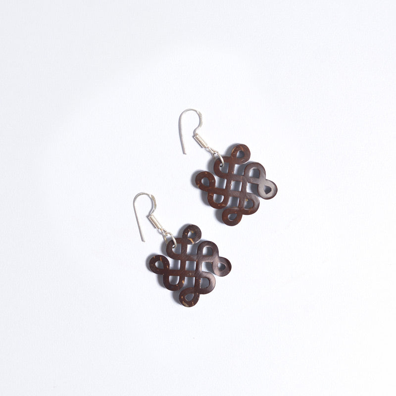 Coconut shell Kolam Design Earrings