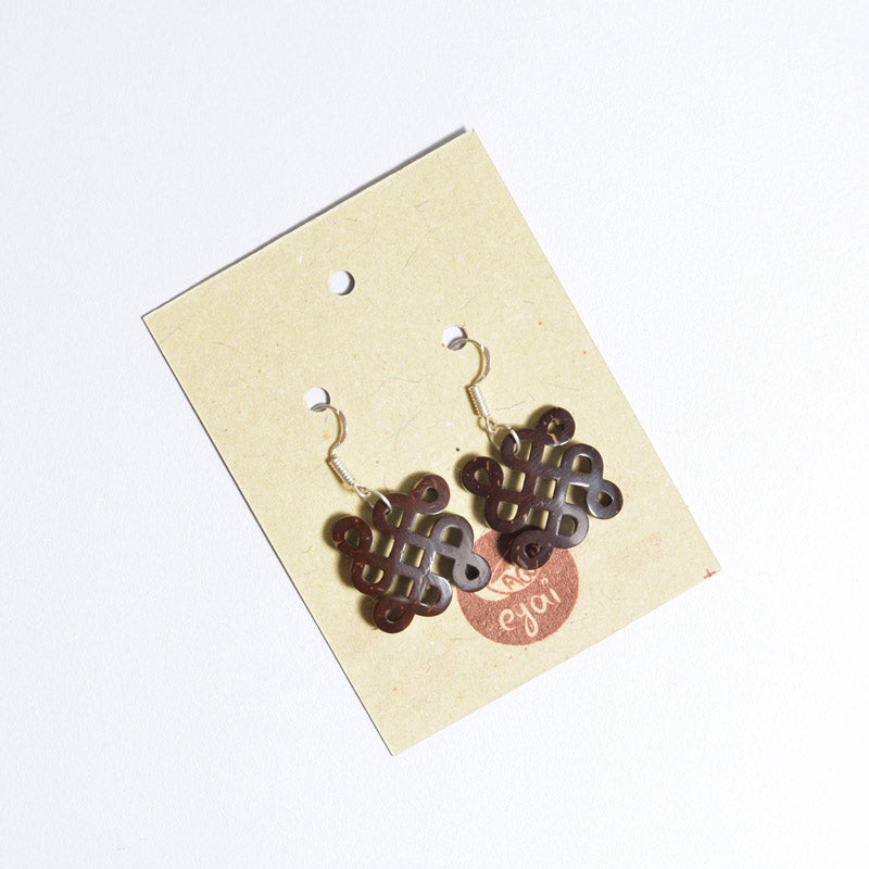 Coconut shell Kolam Design Earrings