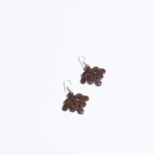 Coconut shell Kolam Design Earrings