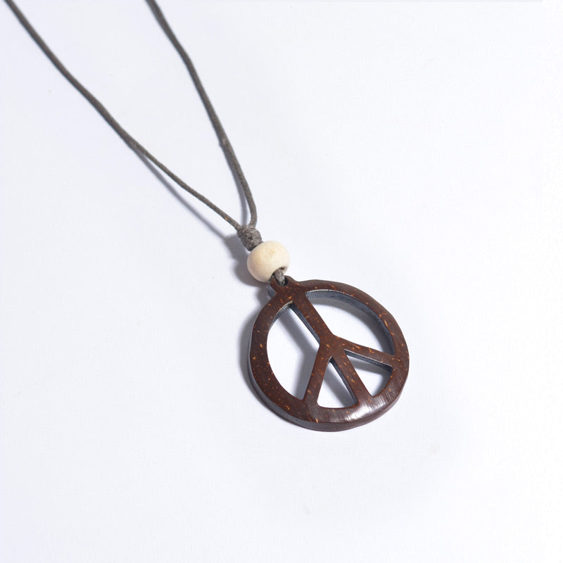 Coconut Shell Pendent/ Peace Symbol