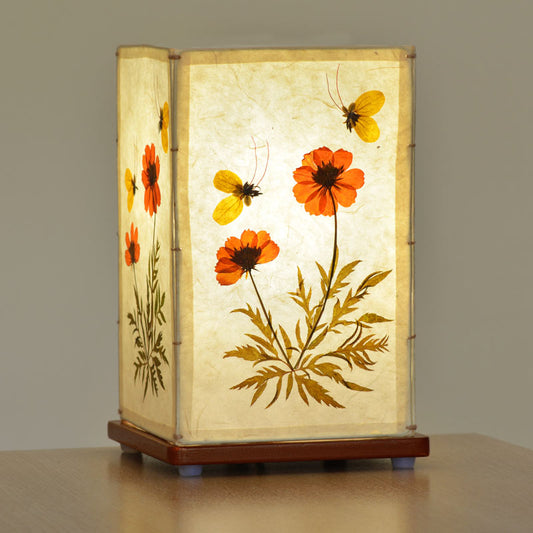 Table Lampshade (Flat Base)-Cosmos Flower