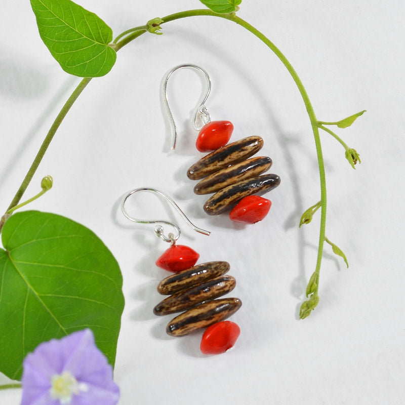 Seed Earrings - Long & red seeds