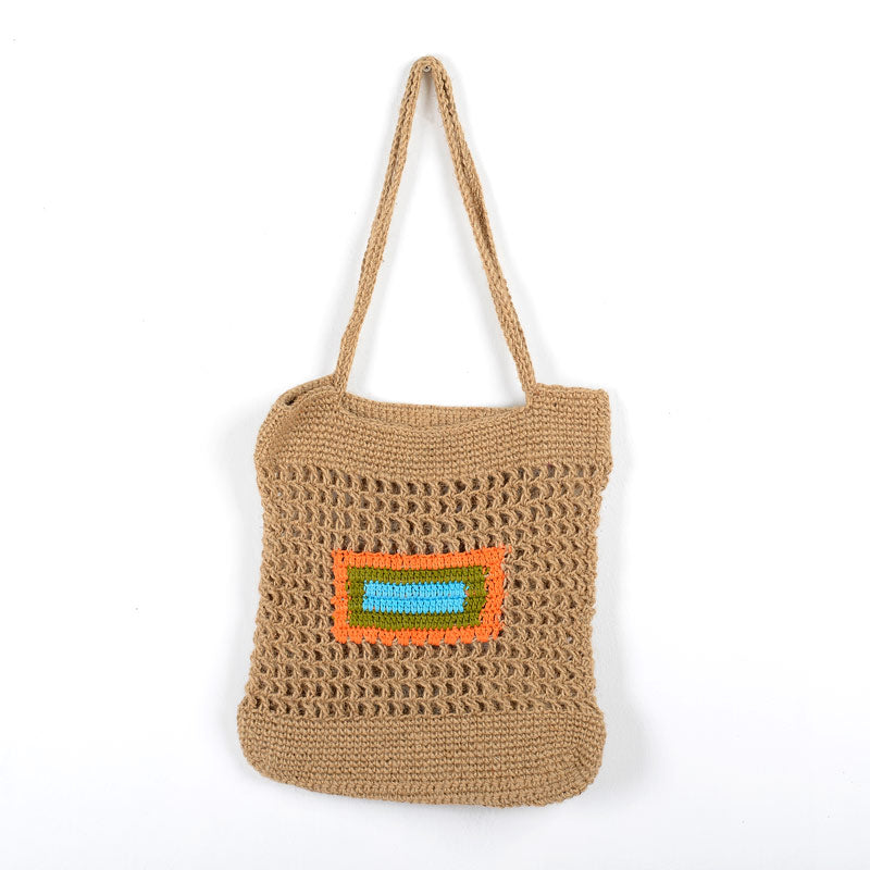 Designer Hand-Crocheted Jute Tote Bag