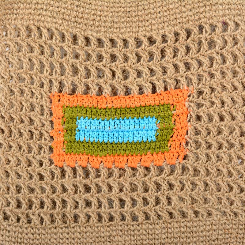 Designer Hand-Crocheted Jute Tote Bag