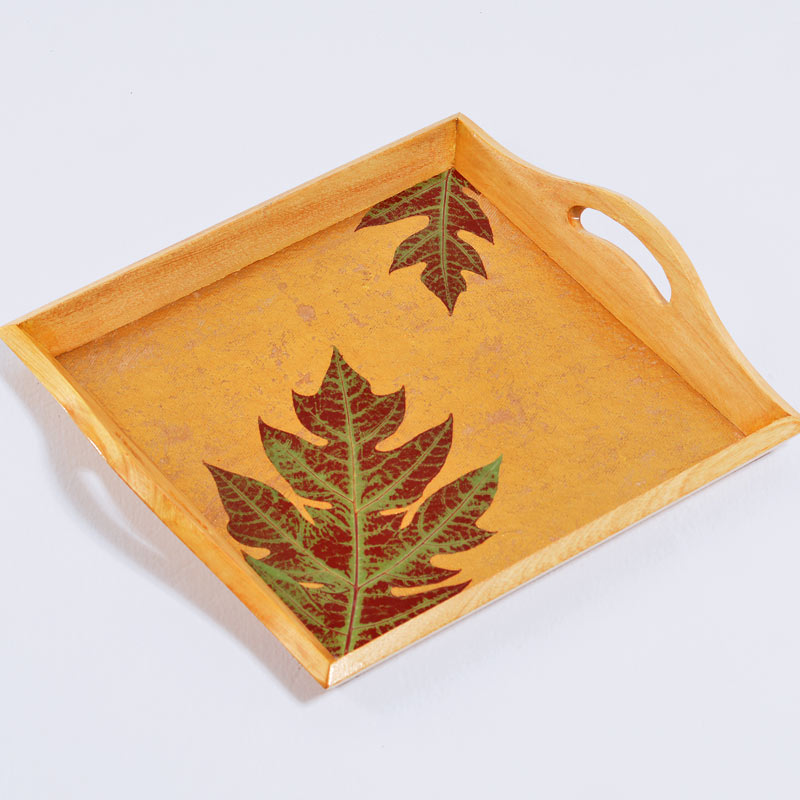 Tray with Handles - Gold Colored Papaya