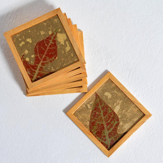 Glass Coaster - Gold Colored Papaya