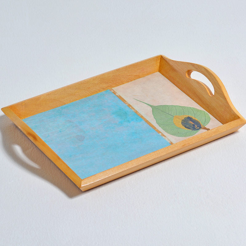 Tray with Handles - Peacock Feather