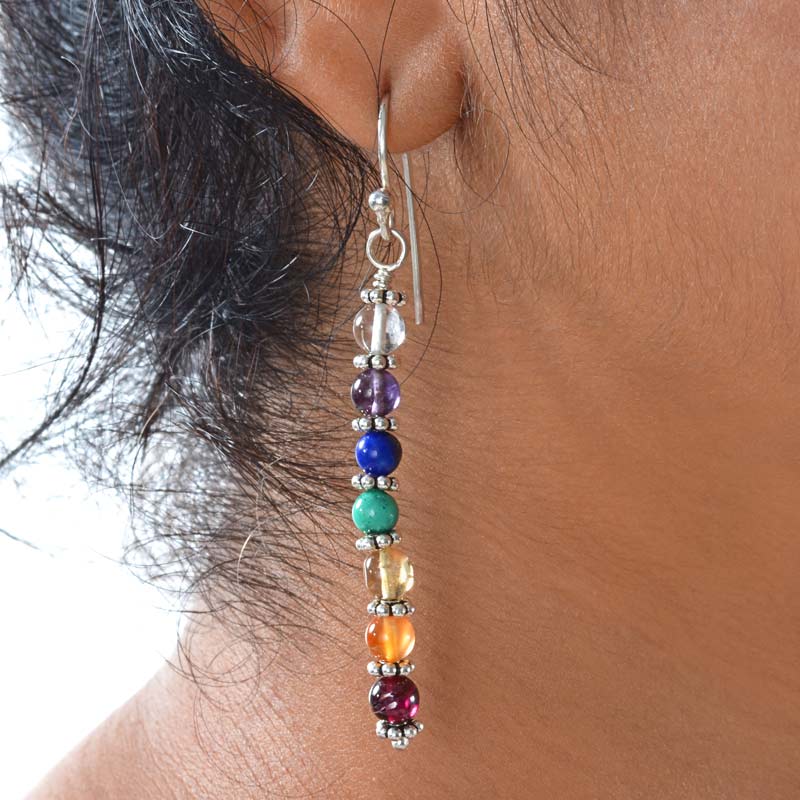 7 Chakra Silver Earrings