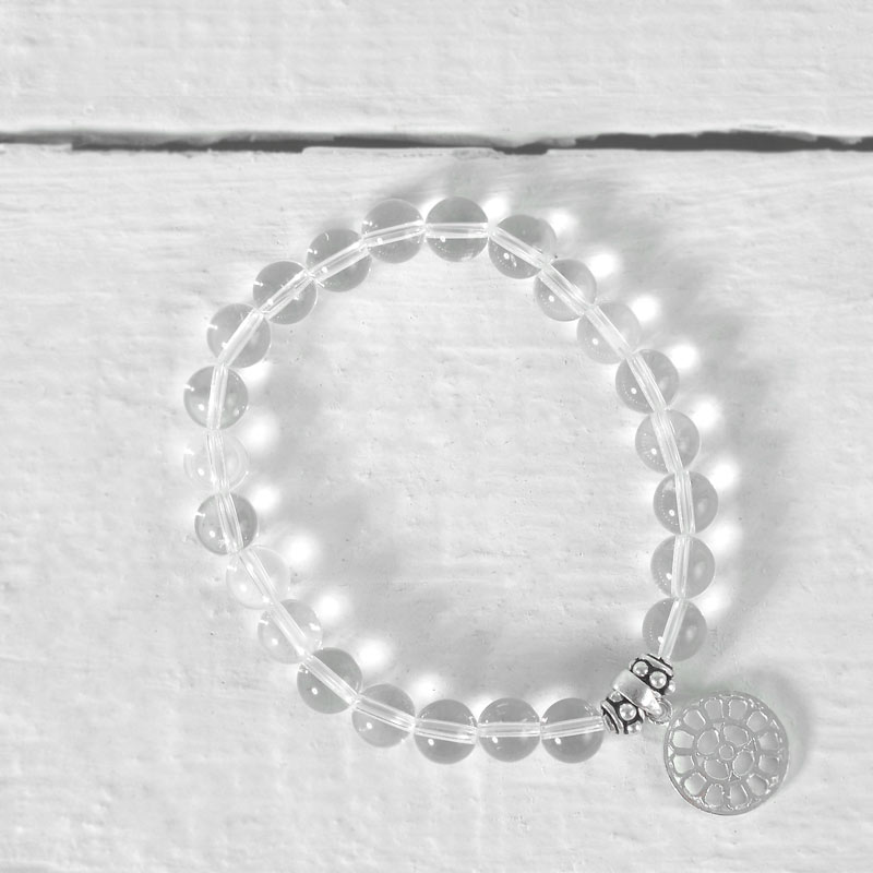 Crystal Bracelet with Silver Mothers Symbol Pendant