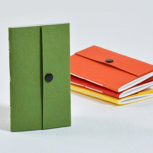 Button Notebook - Plain-Green-Extra Small