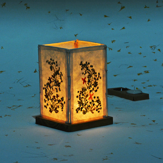 Candle shade with base - Flower, Lokta