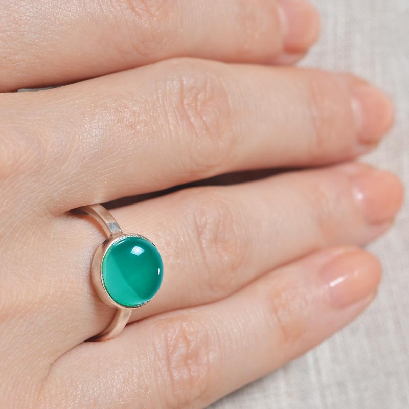 Green Onyx Silver Ring