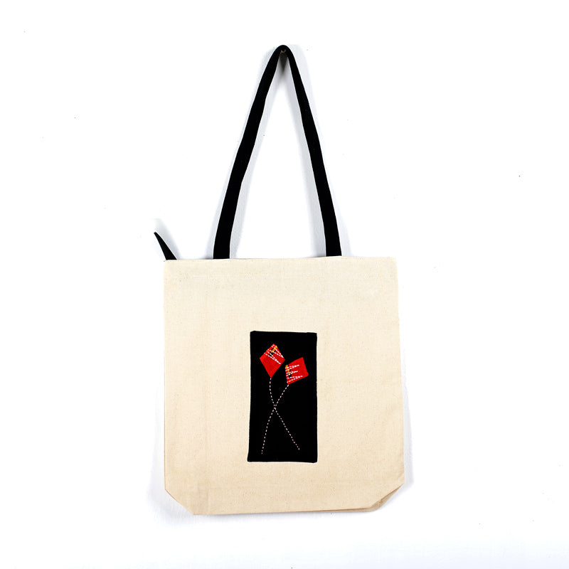 Hand-Appliqued Canvas Tote Bag