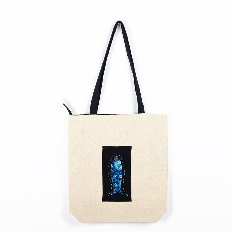 Hand-Appliqued Canvas Tote Bag