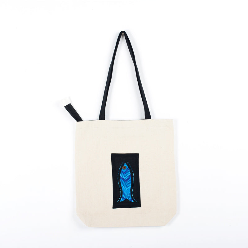 Hand-Appliqued Canvas Tote Bag