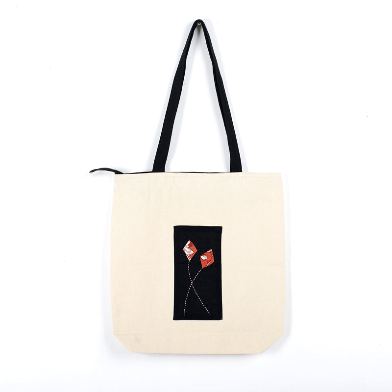 Hand-Appliqued Canvas Tote Bag