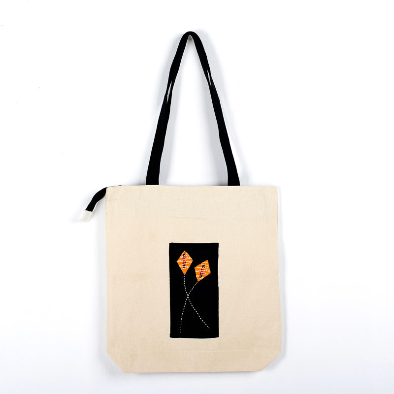 Hand-Appliqued Canvas Tote Bag