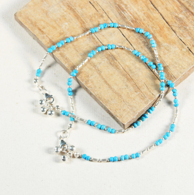 Turquoise Anklet - Crystal Cut