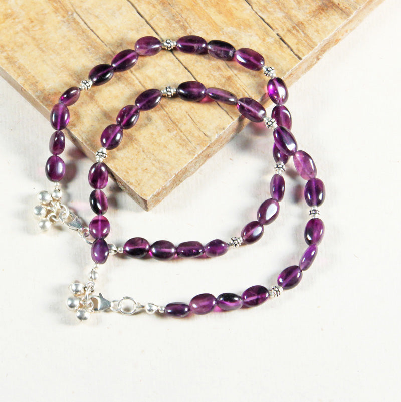 Amethyst Anklet - Oval Stone