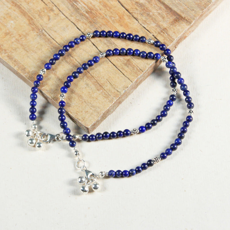 Lapis Lazuli Anklet - Round Stone