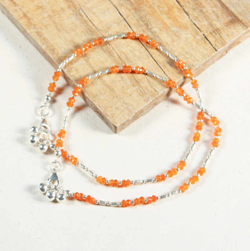 Carnelian Anklet - Crystal Cut