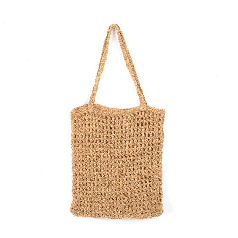 Hand-Crocheted Jute Grocery Tote Bag