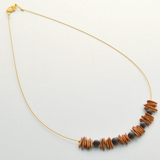 Simple Seed Necklace - Light brown and black seeds