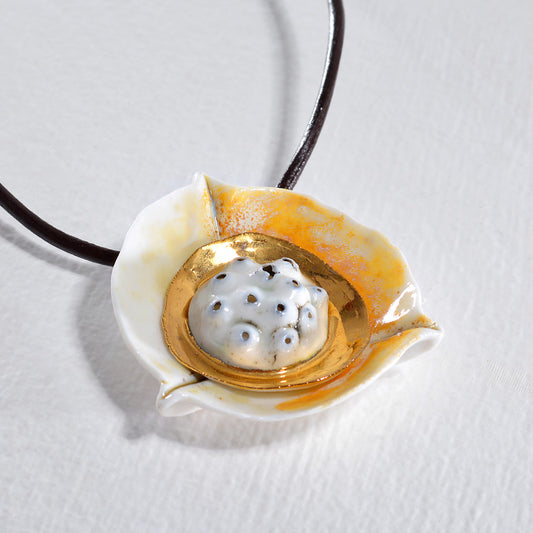 Yellow Water Lily - Ceramic Necklace