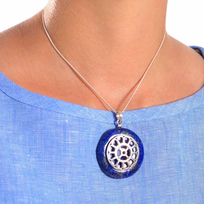 Lapis Lazuli with Mother Symbol Two-way Pendant