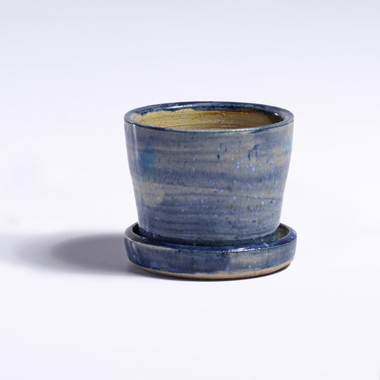 Planter with saucer -  blue