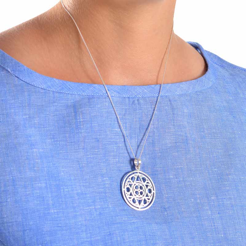 Mother and Sri Aurobindo Symbol Silver Pendant