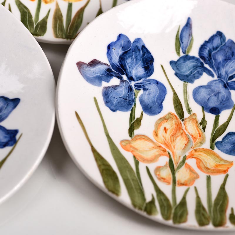 Anna's Blue and Yellow Iris wall plate - set of 3