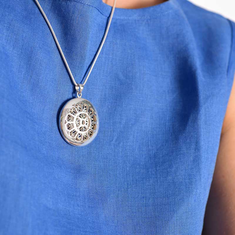 Mother Symbol with Flower of Life Silver Pendant