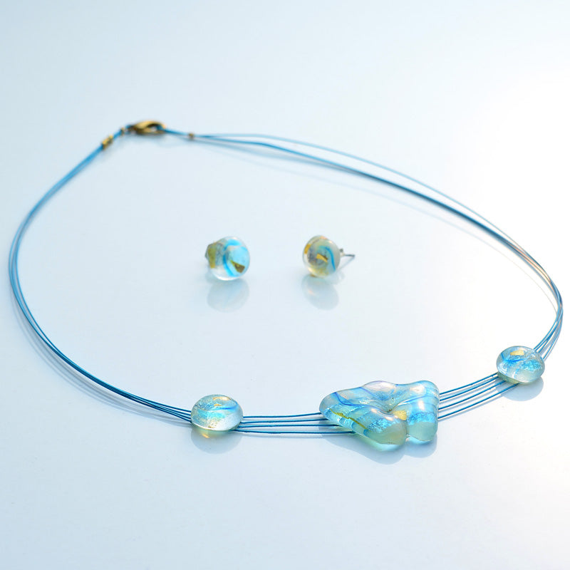 Turquoise Silver-in-Glass Set (Blue & Gold)