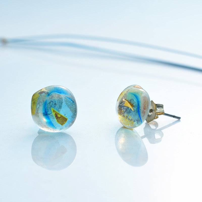 Turquoise Silver-in-Glass Set (Blue & Gold)