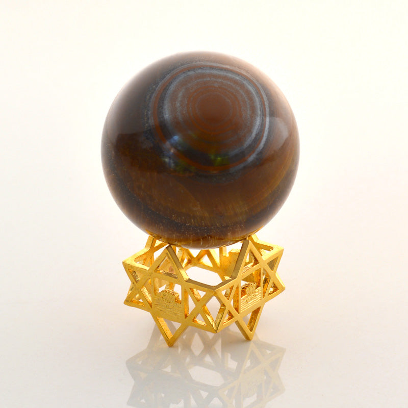 Tiger Eye Ball with Sri Aurobindo Symbol Brass Stand