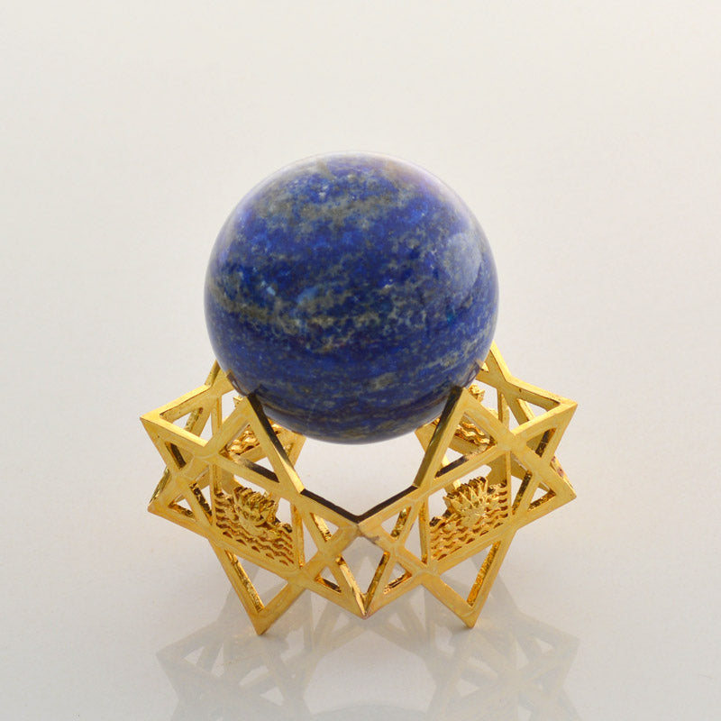 Lapis Lazuli Ball with Sri Aurobindo Symbol Brass Stand