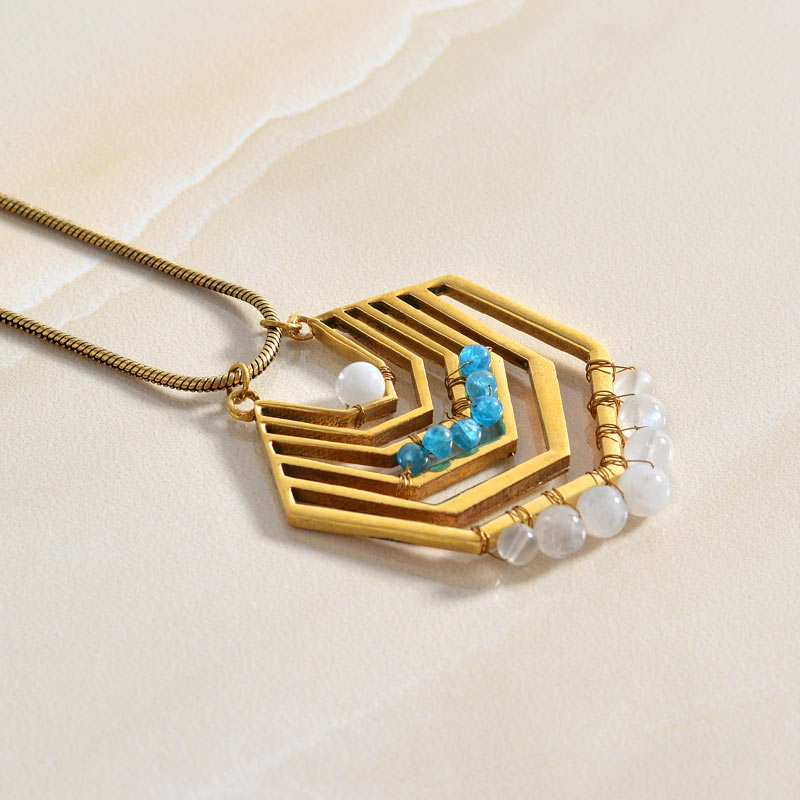 Gemstone Geometric Necklace