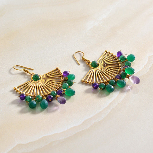 Gemstone Fan Earrings