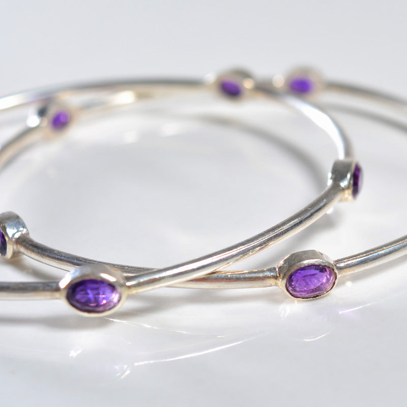 Amethyst Silver Bangle