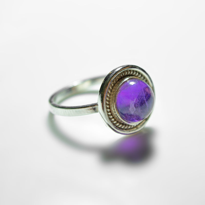 Sterling Silver Ring with Amethyst, orders Handmade, Gemstone Ring, Made in Israel, Purple Stone Ring, Woman's Gift, Big Ring